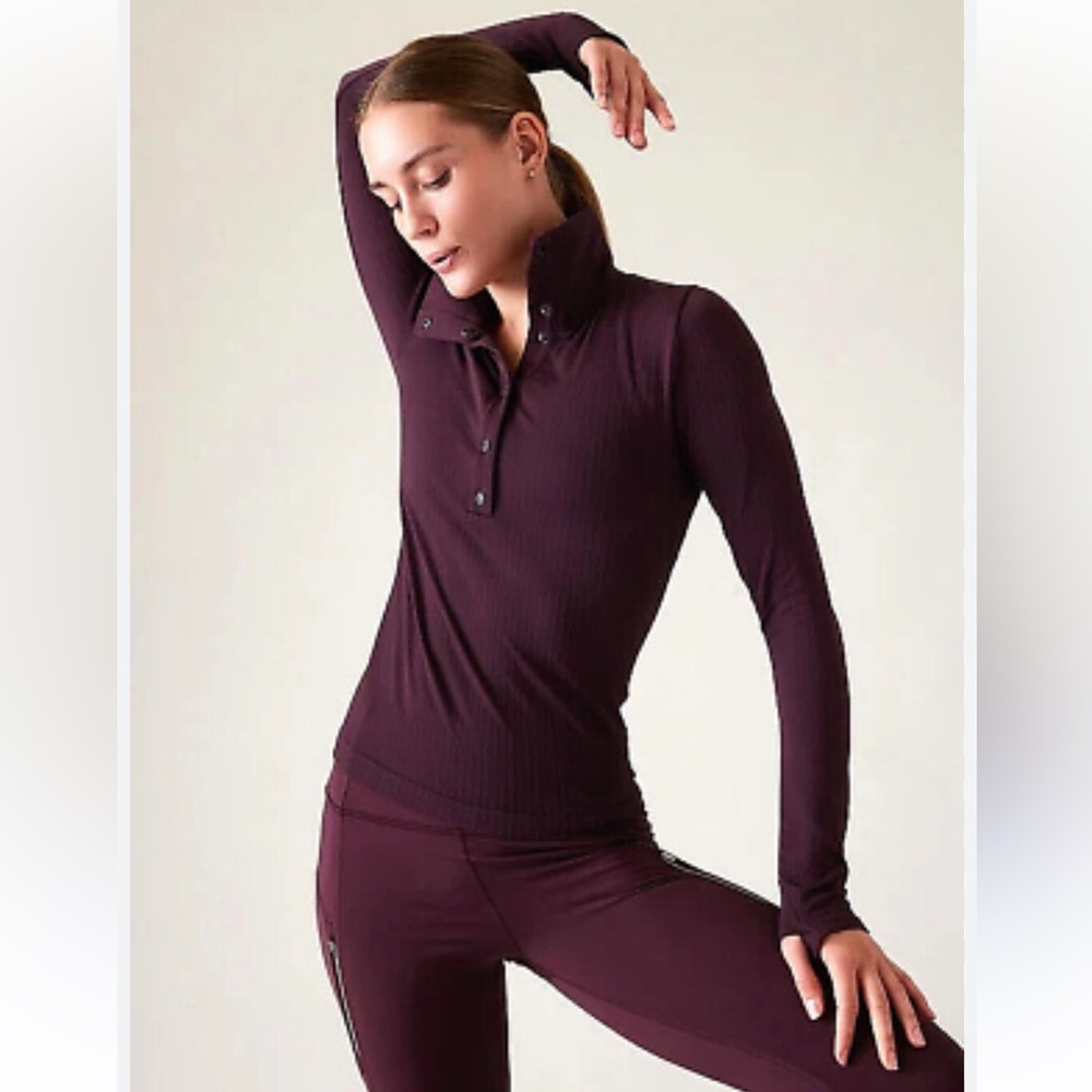 Athleta - Flurry Seamless Henley Ribbed Spiced Cabernet